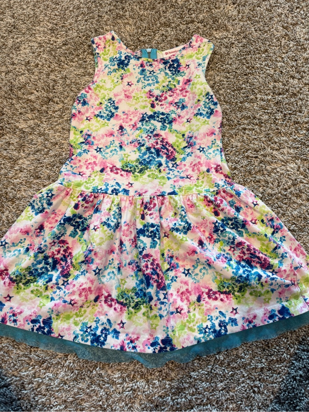 American Girl Floral Sleeveless Skater Dress - Pink Blue Green